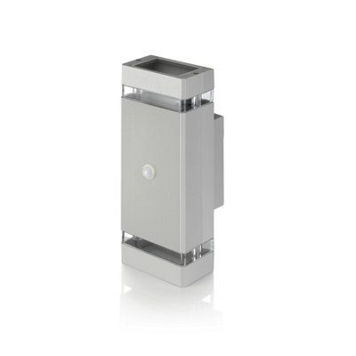 Auraglow Pir Motion Sensor Double Up & Down Wall LightSilverFitting Only from B&Q
