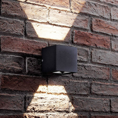 Auraglow Outdoor Integrated Led Adjustable Beam Up & Down Wall LightCubistaBlack from B&Q