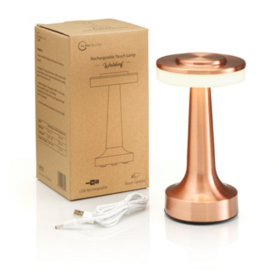Auraglow Rechargeable Led Cordless Table LampWaldorfCopper from B&Q