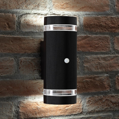 Auraglow Pir Motion Sensor Double Up & Down Wall LightFlorenceBlackCool White from B&Q
