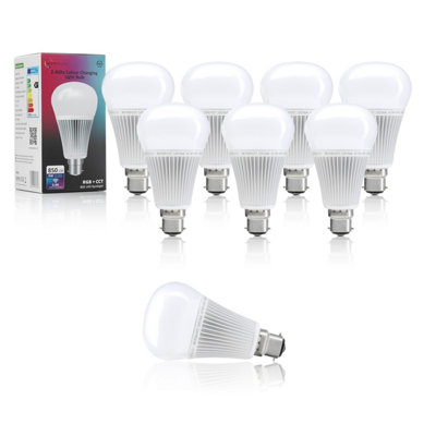 Auraglow 2.4ghz Rgb Cct Smart B22 Led Light Bulb - 70w Eqv - 8 Pack