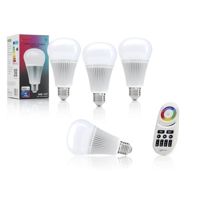 Auraglow 2.4ghz Rgb Cct Smart E27 Led Light Bulb - 70w Eqv With 4 Zone Remote - 4 Pack