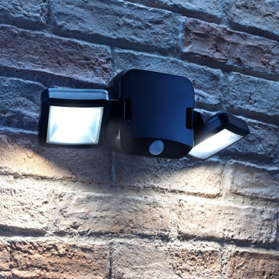 Auraglow Outdoor Battery Operated Led Pir Twin Security Light from B&Q