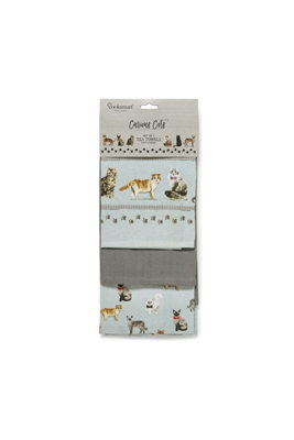 Cooksmart Curious Cats Kitchen Tea Towel 3Pk from B&Q