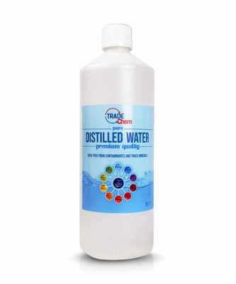 B&Q -  Distilled Water Pure Chem 1L Bottle Blue