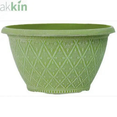 Prisma Bowl Planter 10"Powdered Moss Green Effect from B&Q