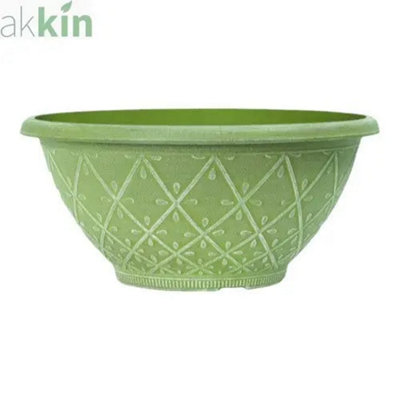 Prisma Bowl Planter 12"Powdered Moss Green Effect from B&Q