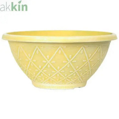 Prisma Bowl Planter 12"Powdered Sunglow Yellow Effect from B&Q