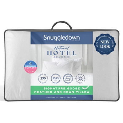Luxurious Hotel Snuggledown Signature Goose Feather & Down Medium Support Back Sleeper Cotton Cover Pillow - Image 12