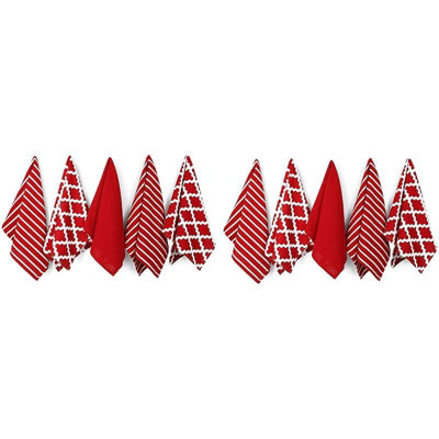 B&Q Penguin Home - 100% Cotton Tea Towel Set Of 10 Red