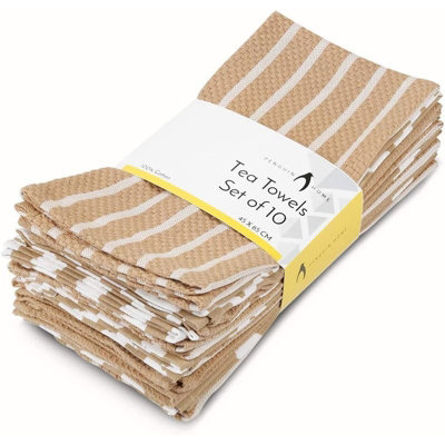 B&Q Penguin Home - 100% Cotton Tea Towel Set Of 10 Beige