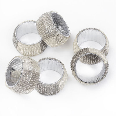 Penguin Home Set Of 6 Handcrafted Glass Beaded Napkin Rings from B&Q