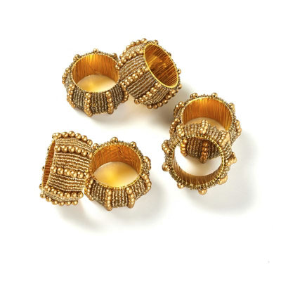 Penguin Home Set Of 6 Handcrafted Pearl Style Beaded Napkin Rings from B&Q
