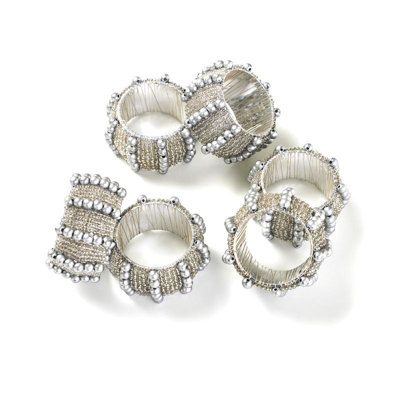 Penguin Home Set Of 6 Handcrafted Pearl Style Beaded Napkin Rings from B&Q