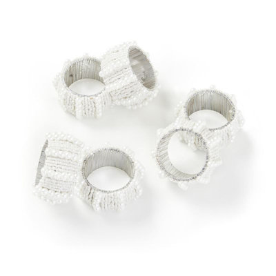 Penguin Home Set Of 6 Handcrafted Pearl Style Beaded Napkin Rings from B&Q