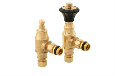 Arroll Uk29 Thermostatic Radiator Valve And Lock ShieldAntique Brass Finish from B&Q