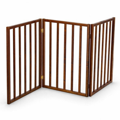 Oypla Dark Brown Dog Safety Folding Wooden Pet Gate Portable Indoor Barrier from B&Q