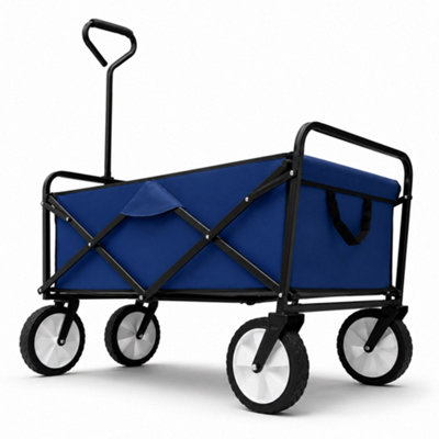Oypla Blue Heavy Duty Foldable Garden Festival Trolley Cart Wagon Truck Wheelbarrow - Image 4