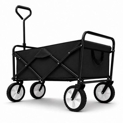 Oypla Heavy Duty Foldable Garden Festival Trolley Folding Cart Wagon Truck Wheelbarrow Black