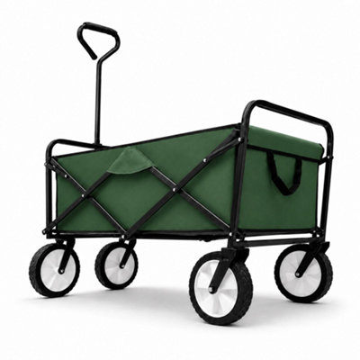 Oypla Heavy Duty Foldable Garden Festival Trolley Folding Cart Wagon Truck Wheelbarrow Green