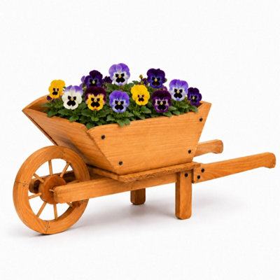 Oypla Garden Wooden Wheelbarrow Flower Planter Ornamental Plant Pot from B&Q