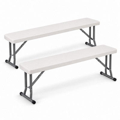 Oypla 2X 3Ft 95Cm Folding Heavy Duty Outdoor 2 Person Trestle Bench Chair - Image 3
