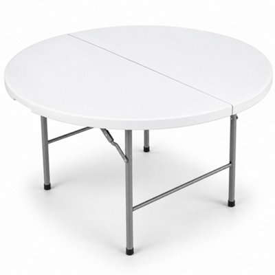 Oypla Unisex White Round Folding Trestle Table In 4Ft - Image 3