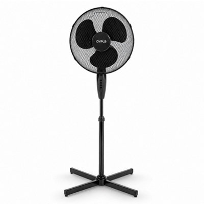 Oypla Electrical 16" Oscillating Black Extendable Free Standing Tower Pedestal Cooling Fan from B&Q