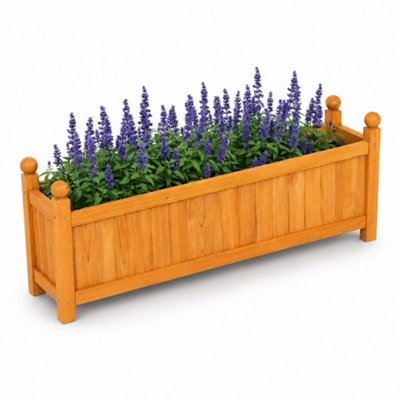 Oypla Large Garden Wooden Rectangular Flower Planter Ornamental Plant Pot from B&Q