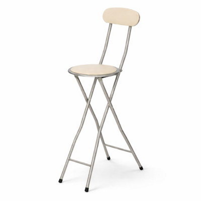 B&Q -  White Padded Folding High Chair Breakfast Kitchen Bar Stool Seat