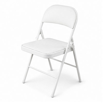B&Q -  Heavy Duty White Padded Folding Metal Desk Office Chair Seat