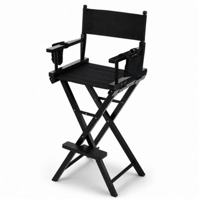 Oypla Professional Black Wooden Folding Director Makeup Chair With 2 Storage Pouches from B&Q