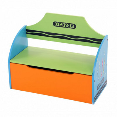Oypla Childrens Wooden Crayon Toy Storage Unit Box Bench Seat from B&Q