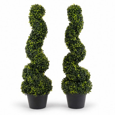 B&Q -  Set Of 2 Artificial Topiary Boxwood Spiral Trees 80Cm - Image 5