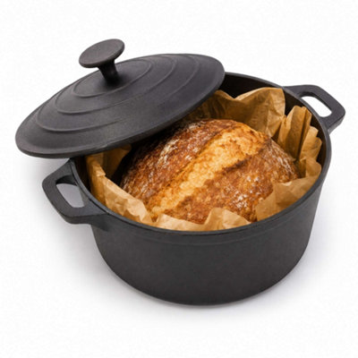 Oypla 4L Cast Iron Non Stick Casserole Dish Pan With Lid - Black - Image 3