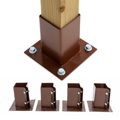 B&Q -  4X Heavy Duty Bolt Down Fence Post Shoe Grip Holder75 X 75mm