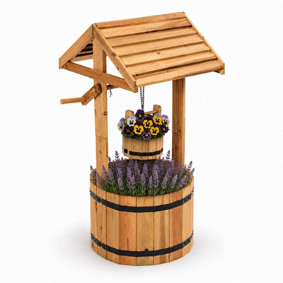 Oypla Garden Wooden Wishing Well Flower Planter Ornamental Plant Pot from B&Q