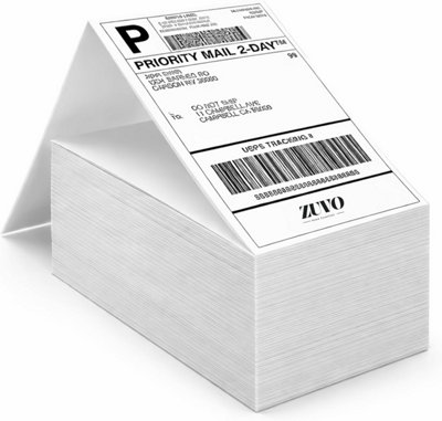 Zuvo 6X4 Thermal Shipping Labels Direct Thermal Printer Labels 500 Pack Self Adhesive Fanfold Paper from B&Q