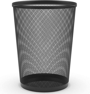 Zuvo Mesh Wastebasket Black Metal Wire Garbage Trash Can For Office Home Bedroom Height 10.1" Width 10"4 Gallon (16 Quart) from B&Q