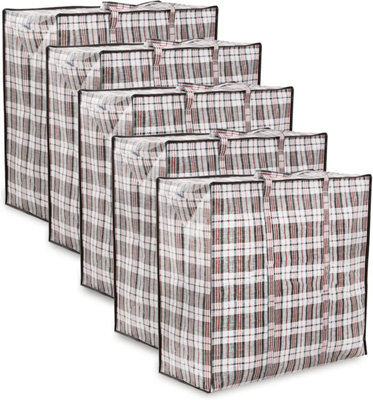 B&Q -  Large Laundry Bags With Zips Pack Of 5 Strong Reusable Storage Bags For Moving Shopping Laundry