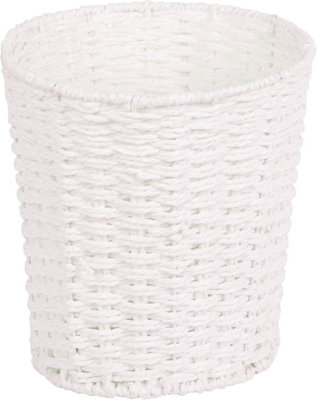 Zuvo Round Wicker Waste Paper Bin And Basket- Rubbish Basket For BedroomBathroomOffices Or Home (White) from B&Q