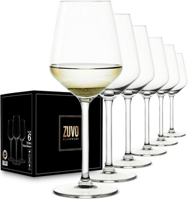 Zuvo White Wine Glasses Set Of 6 Italian Crystal Long Stem 37Cl from B&Q