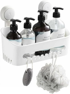 Zuvo No Drill Shower Caddy With Suction Cups White Bathroom Shelf For Shampoo Soap Toiletries from B&Q