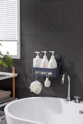 Zuvo No-Drill Shower Caddy With Suction CupsAdhesive-Free Bathroom Shelf For ShampooSoapGrey from B&Q