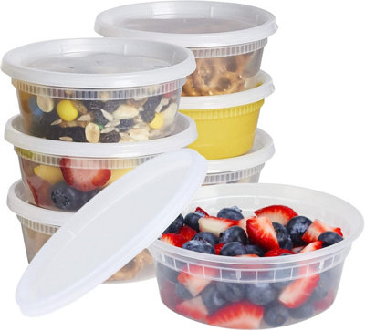 Zuvo 8Oz Plastic Food Containers With Lids (24 Pack)Bpa-FreeLeakproofReusable For Meal Prep & Storage from B&Q