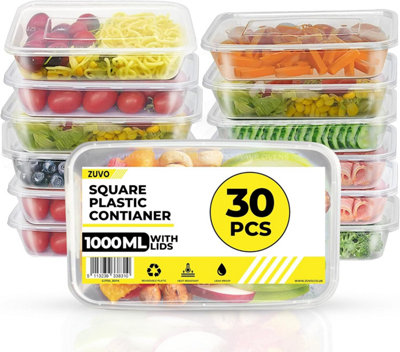 Zuvo Plastic Food Containers with Lids, 30 Pack 1000ml, Reusable | Takeaway Containers, BPA-Free, Freezer Safe, Microwave Safe, Dishwasher Safe, Stackable, Meal Prep, Leak-Resistant - Image 3