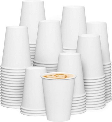 Zuvo Paper Cups 8Oz 100 Pack Single Wall White Disposable Cups For Hot And Cold Drinks 240Ml from B&Q