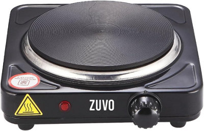 Zuvo Single Hot Plate 1500W Black Portable Cast Iron Stove Hob With Adjustable Thermostat For Cooking from B&Q