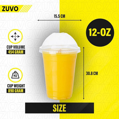 Zuvo 12Oz Plastic Smoothie Cups With Dome Lids Pack Of 50 Clear Cups from B&Q