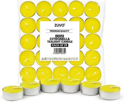 Zuvo Citronella TealightsPack Of 254-Hour Burn Scented Candles For Indoor & Outdoor UseInsect-Repellent Tea Lights from B&Q